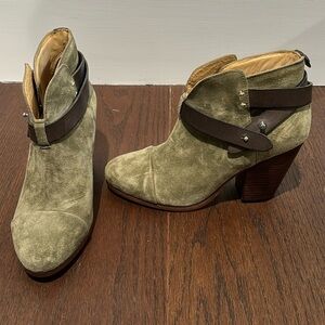 Rag & Bone Women’s Olive Green And Brown Suede Harrow Boots Size 38/8